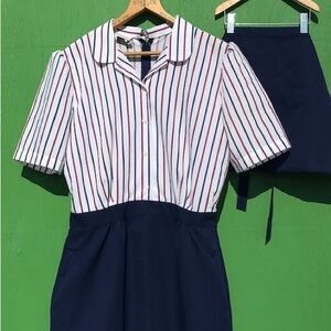 Vintage nautical red white and blue secretary dress